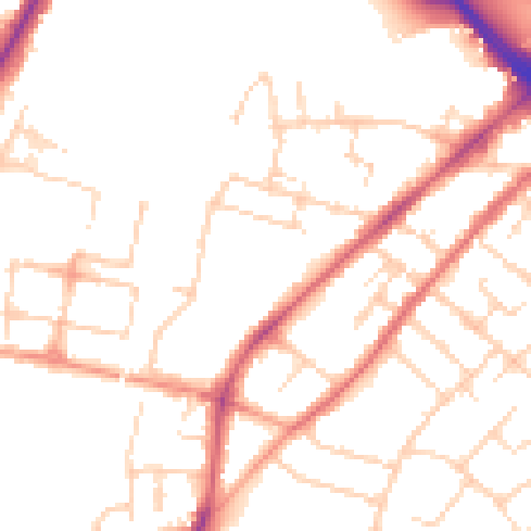 Daytime road noise heatmap for CM2 0BJ