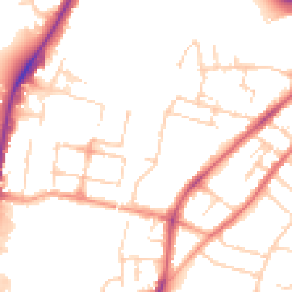 Daytime road noise heatmap for CM2 0BU