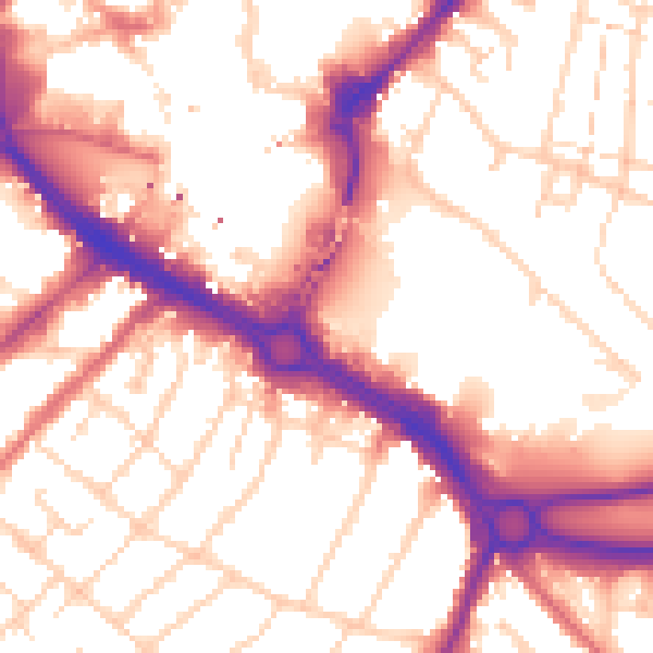 Daytime road noise heatmap for CM2 0DA