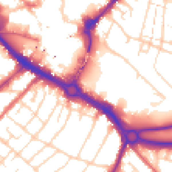 Daytime road noise heatmap for CM2 0DP