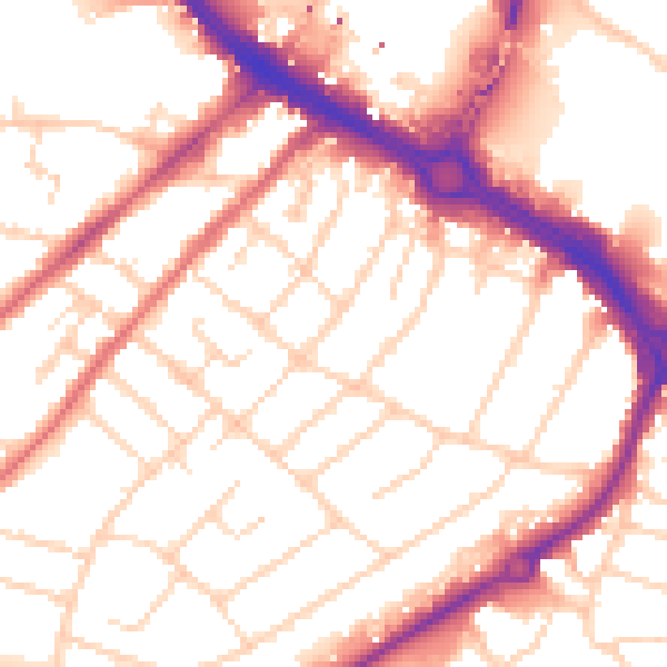 Daytime road noise heatmap for CM2 0DS