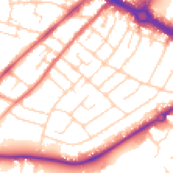 Daytime road noise heatmap for CM2 0DU