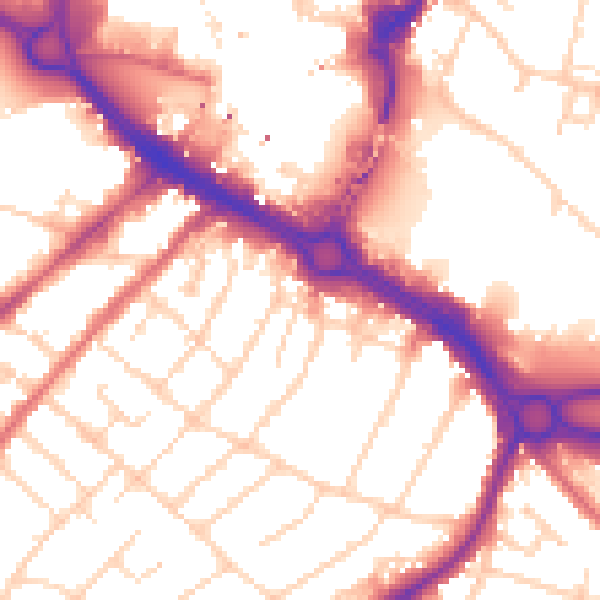 Daytime road noise heatmap for CM2 0DW