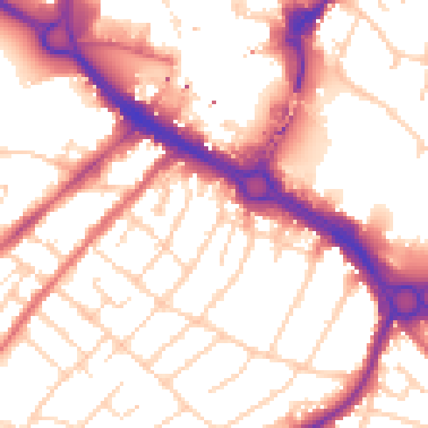 Daytime road noise heatmap for CM2 0DY
