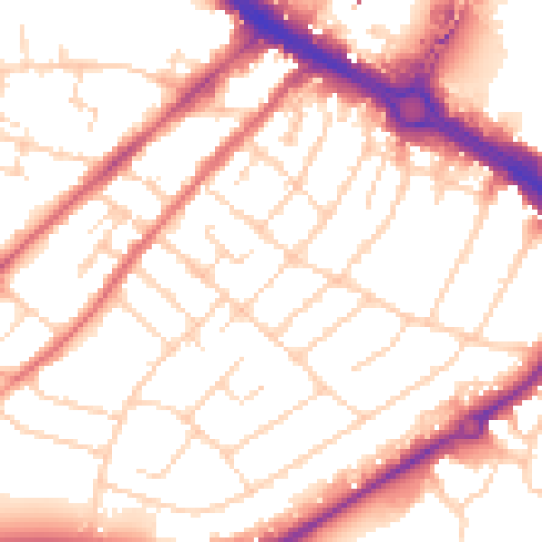 Daytime road noise heatmap for CM2 0EB