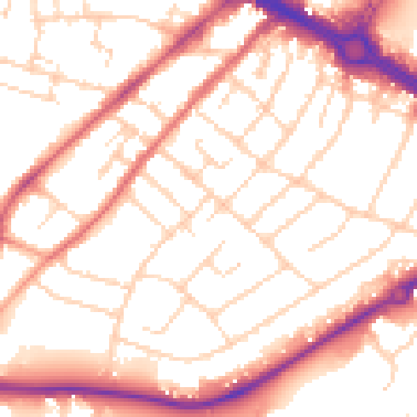 Daytime road noise heatmap for CM2 0EE