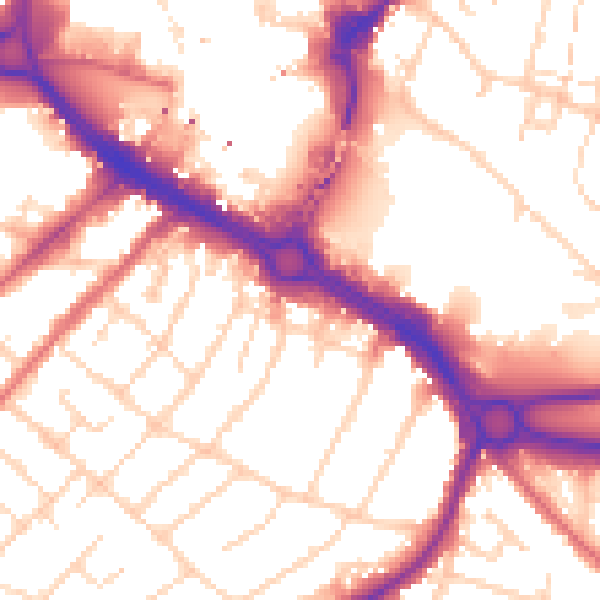 Daytime road noise heatmap for CM2 0EG