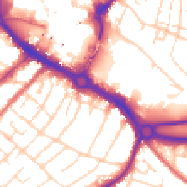 Daytime road noise heatmap for CM2 0EL