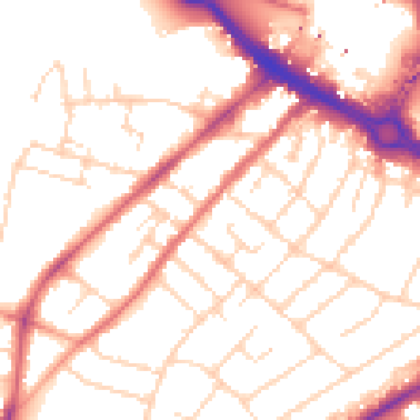 Daytime road noise heatmap for CM2 0JD