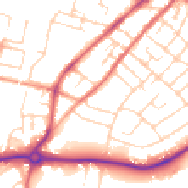 Daytime road noise heatmap for CM2 0JG