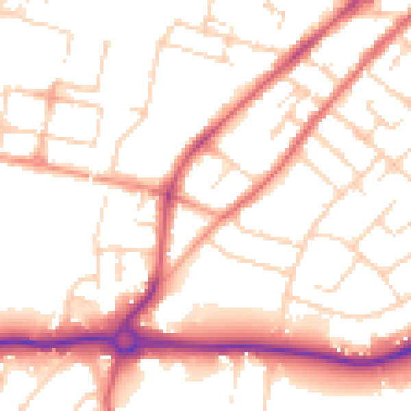 Daytime road noise heatmap for CM2 0JL