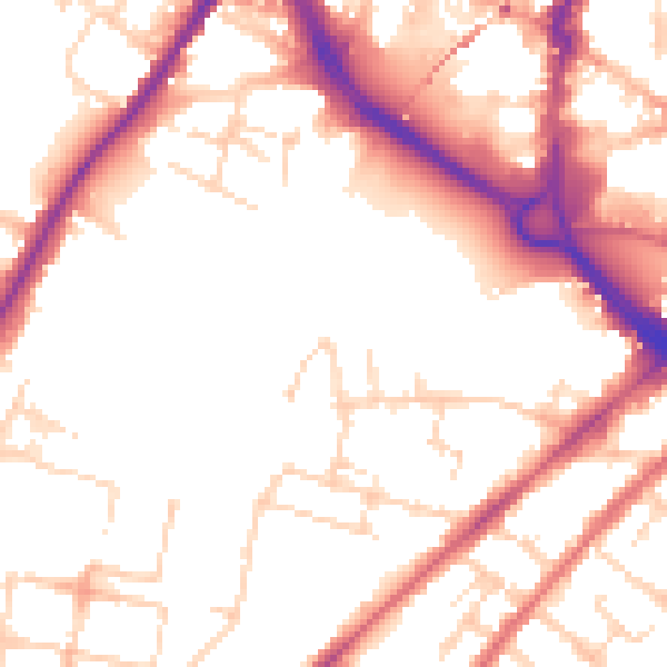 Daytime road noise heatmap for CM2 0NL