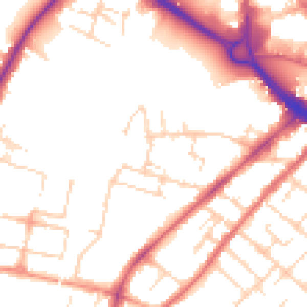 Daytime road noise heatmap for CM2 0RY