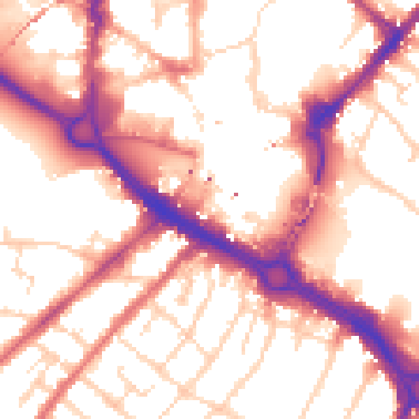 Daytime road noise heatmap for CM2 0UU