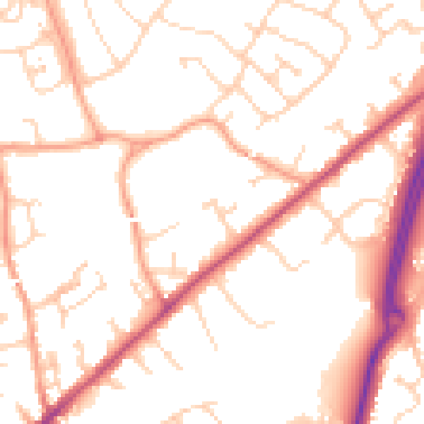 Daytime road noise heatmap for CM2 6AZ