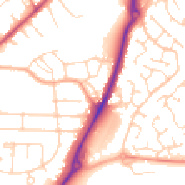 Daytime road noise heatmap for CM2 6BB