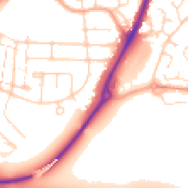 Daytime road noise heatmap for CM2 6NH