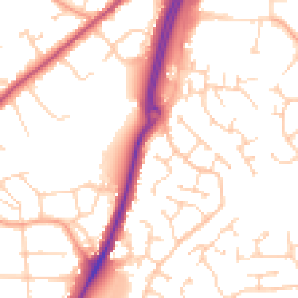 Daytime road noise heatmap for CM2 6QN