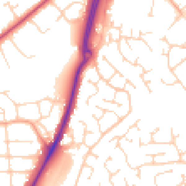 Daytime road noise heatmap for CM2 6QW