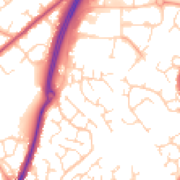 Daytime road noise heatmap for CM2 6TZ