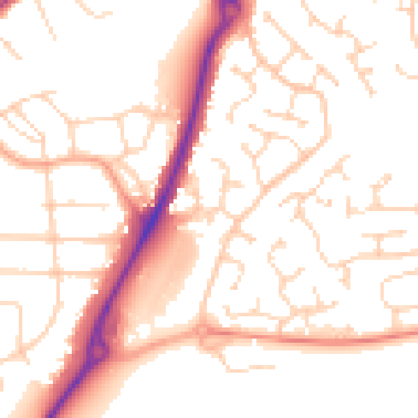Daytime road noise heatmap for CM2 6XJ