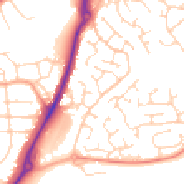 Daytime road noise heatmap for CM2 6XU
