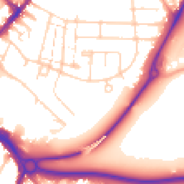 Daytime road noise heatmap for CM2 6ZN