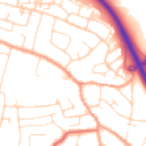 Daytime road noise heatmap for CM2 7BW