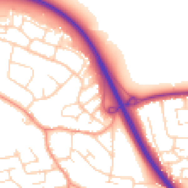 Daytime road noise heatmap for CM2 7DE