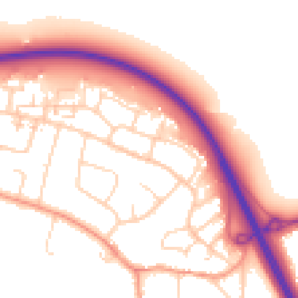 Daytime road noise heatmap for CM2 7EH