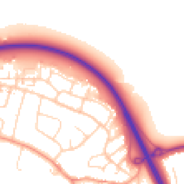 Daytime road noise heatmap for CM2 7EW