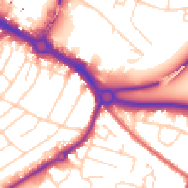 Daytime road noise heatmap for CM2 7GY