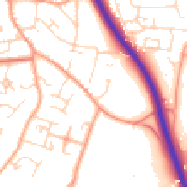 Daytime road noise heatmap for CM2 7JB