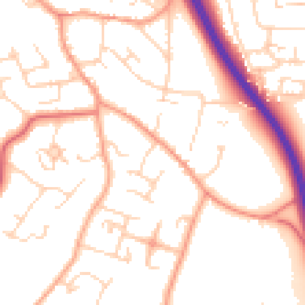Daytime road noise heatmap for CM2 7JF