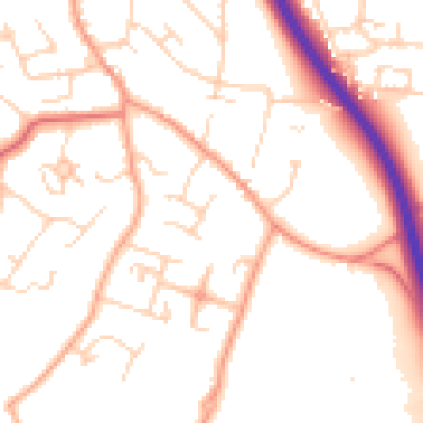 Daytime road noise heatmap for CM2 7JJ