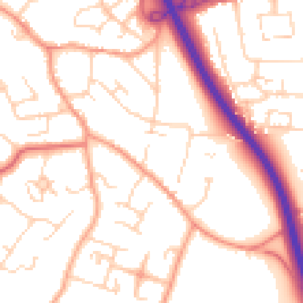 Daytime road noise heatmap for CM2 7JN