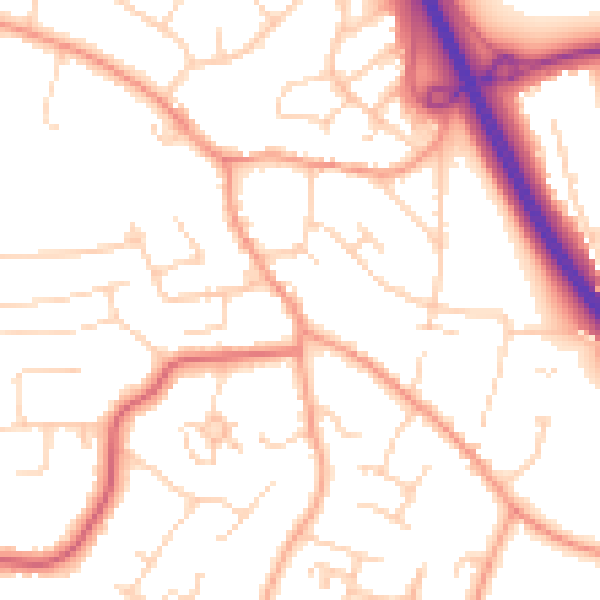 Daytime road noise heatmap for CM2 7JS