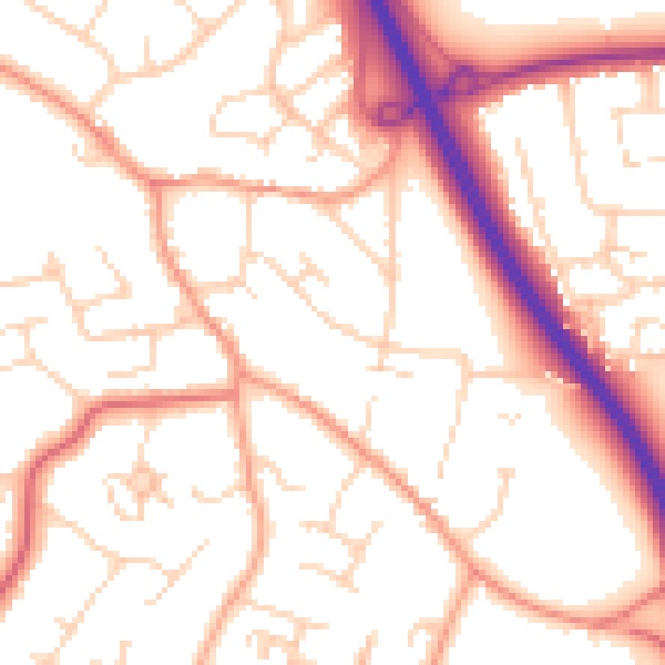 Daytime road noise heatmap for CM2 7QB
