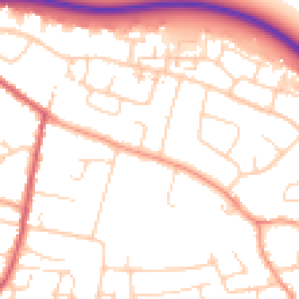Daytime road noise heatmap for CM2 7QQ