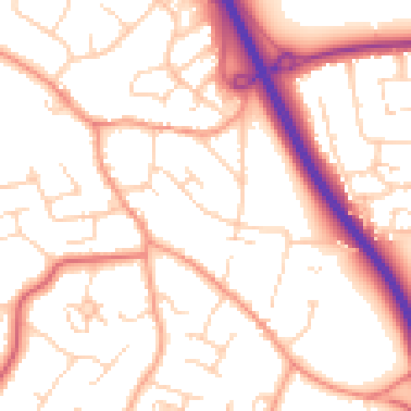 Daytime road noise heatmap for CM2 7QT