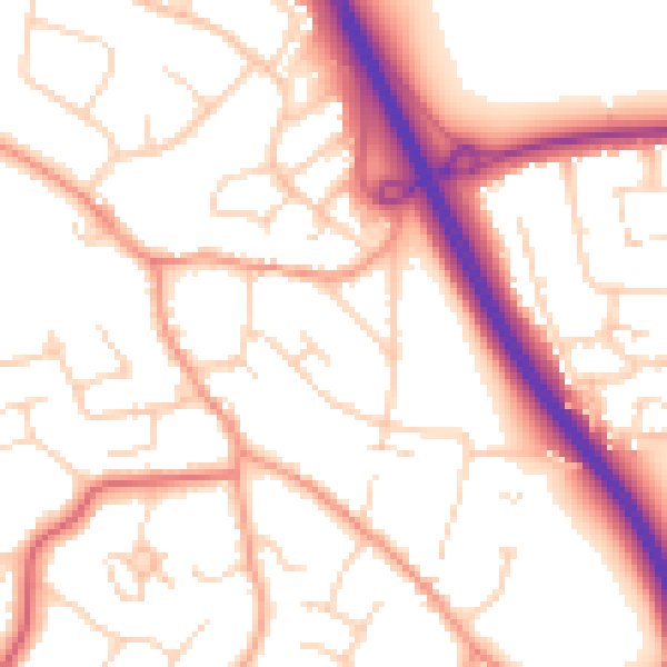 Daytime road noise heatmap for CM2 7QU