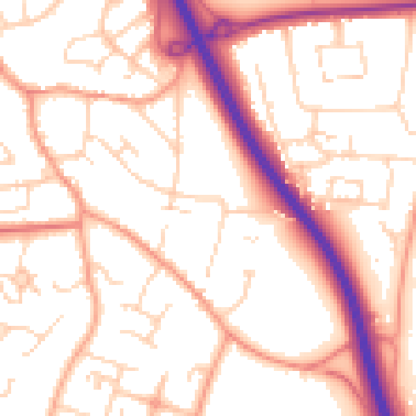 Daytime road noise heatmap for CM2 7QX