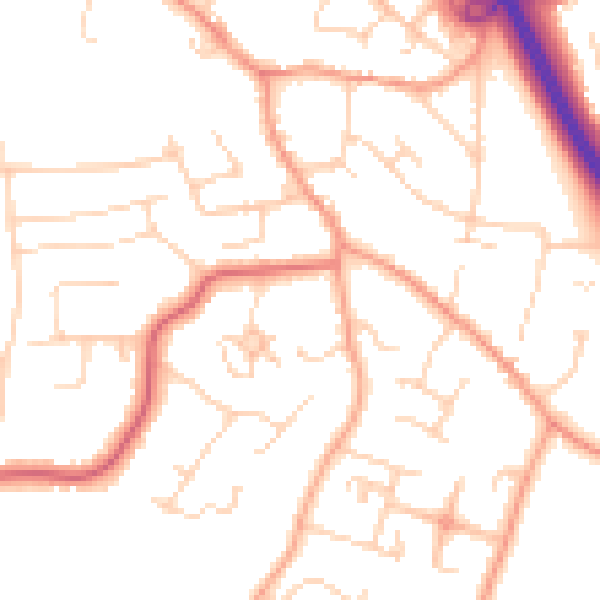 Daytime road noise heatmap for CM2 8DL