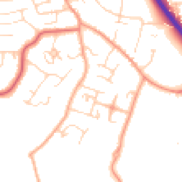 Daytime road noise heatmap for CM2 8HU