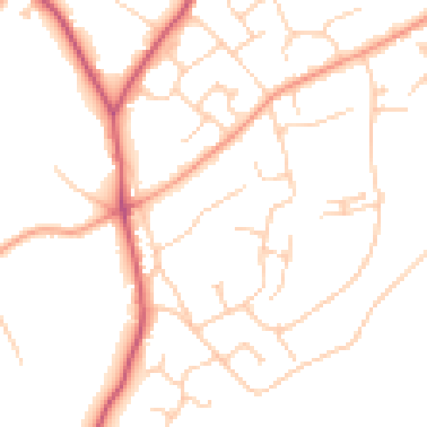 Daytime road noise heatmap for CM2 8QW