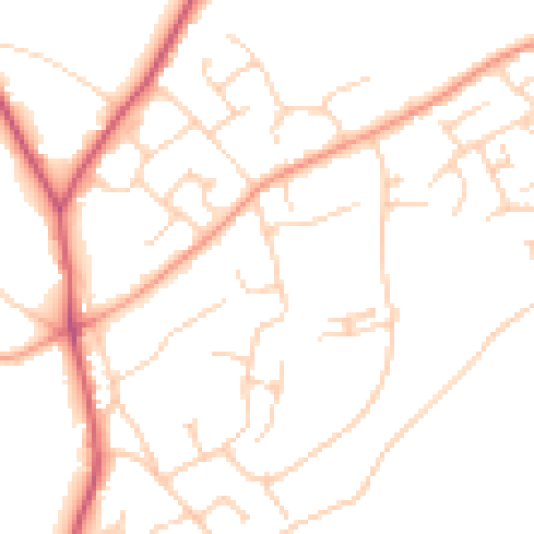 Daytime road noise heatmap for CM2 8QY