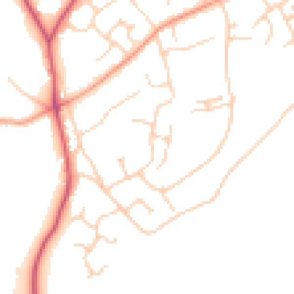 Daytime road noise heatmap for CM2 8QZ