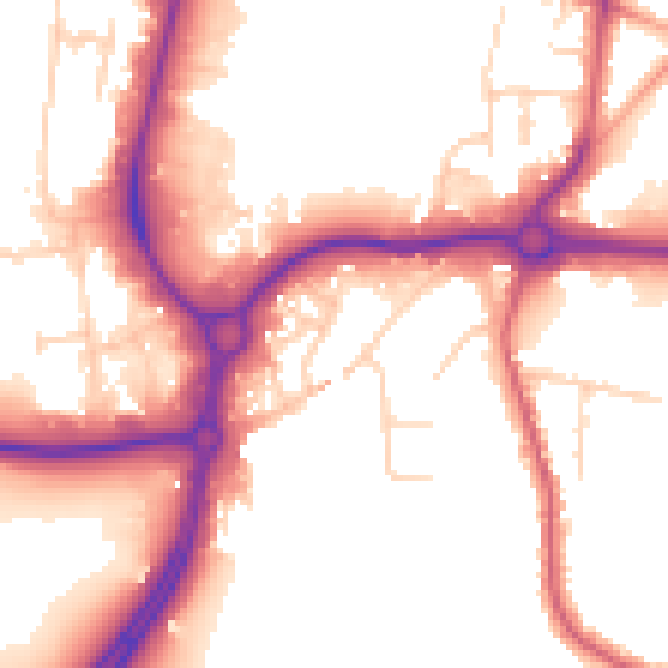 Daytime road noise heatmap for CM2 8SX