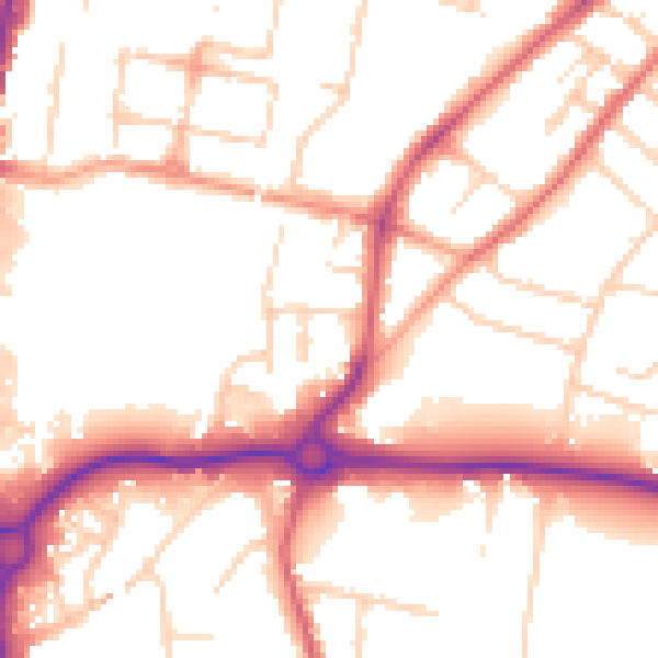 Daytime road noise heatmap for CM2 9AF