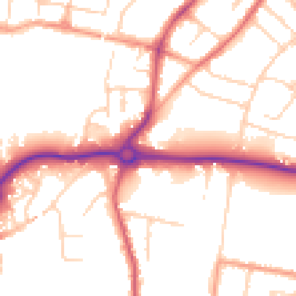 Daytime road noise heatmap for CM2 9BH